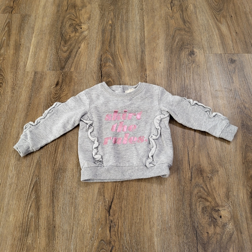 Kate Spade Gray Baby Girl Sweatshirt Sweater 12 Months Ruffle Top
